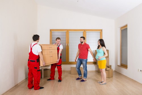 Packed boxes and furniture ready for a house move