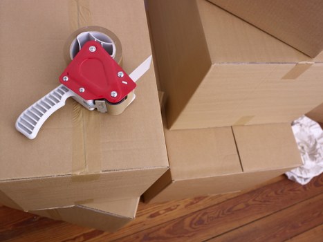 Local removal truck loading boxes and furniture